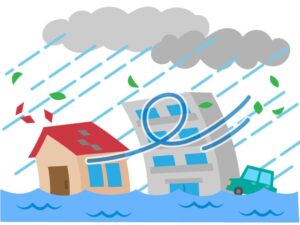 火災保険で外壁塗装が適用される具体的なケース 雨、洪水、土砂崩れ イメージ