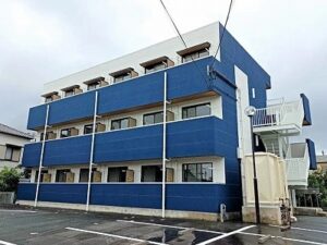 愛知県豊川市　賃貸マンション　ブルー系　外壁塗装施工例