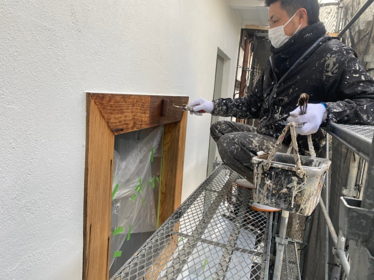 名古屋市東区 和モダンテイスト美容室 外壁塗装 施工例 窓枠塗装 イメージ