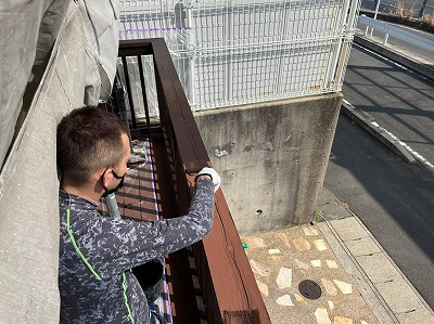 春日井市 グレー系 アンティークシャビ―外壁塗装 施工例 ウッドデッキ手摺塗装 イメージ