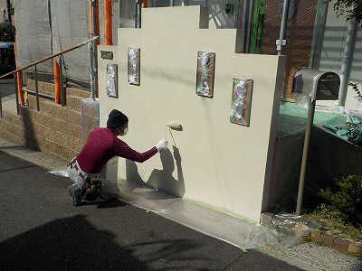 半田市 ホワイト×ブラウン系 和モダン住宅 外壁塗装 施工例 外構ジョリパトT塗装 イメージ