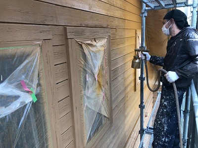 東郷町　ログハウス外壁塗装　外壁　施工前　イメージ