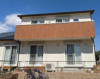 半田市 ホワイト×ブラウン系 和モダン住宅 外壁塗装 施工例 イメージ