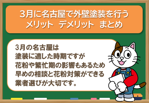 名古屋で3月に外壁塗装を行うメリット・デメリット まとめ イメージ