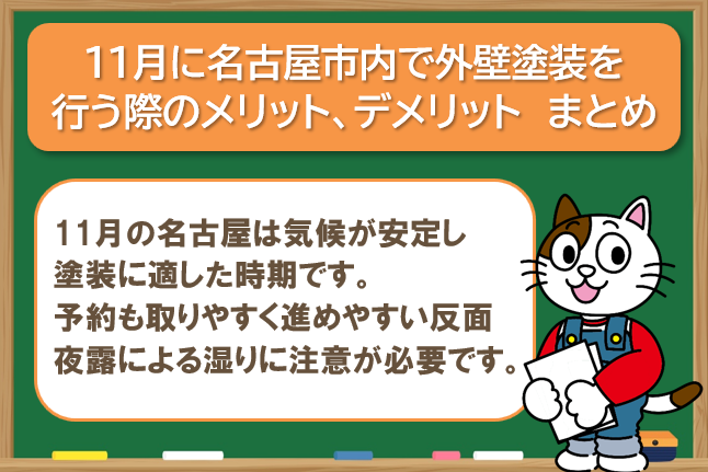 名古屋で11月に外壁塗装を行うメリット・デメリット　まとめ　イメージ