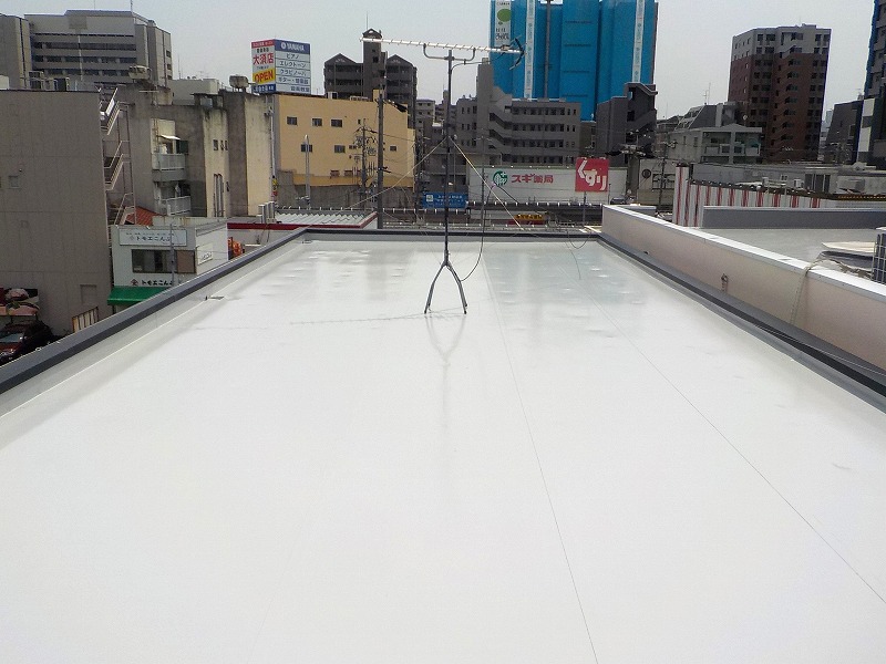 名古屋市昭和区　屋上防水　トップコート塗装　施工例