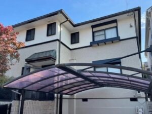 東海市　ベージュ系　シンプルモダン住宅　外壁塗装　施工例