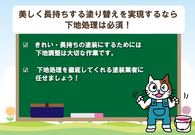 美しく長持ちする塗り替えを実現するなら下地調整は必須！　イメージ