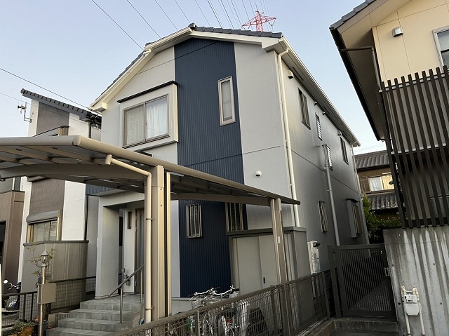 刈谷市　モダン住宅　外壁打ち放しコンクリート塗装　施工例の写真