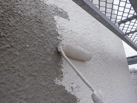名古屋市東区 ALC外壁塗装 水性ラジカル艶消し塗料上塗り