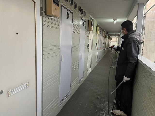 名古屋市港区 ピンク系 賃貸アパート 外壁塗装 施工例 高圧洗浄 イメージ