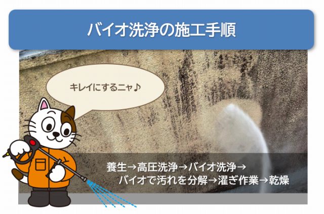 バイオ洗浄の施工手順　イメージ