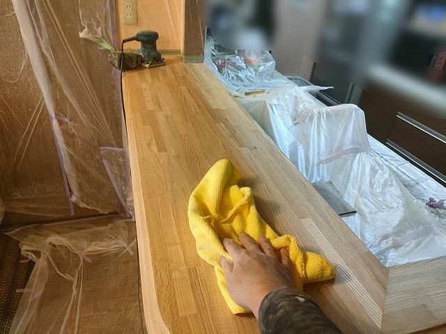 名古屋市名東区　キッチン木製カウンター塗装　施工例