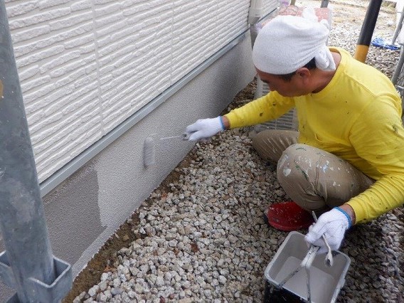 名東区 ミサワホーム 人気のベージュ系 外壁塗装 施工例 基礎巾木塗装 イメージ