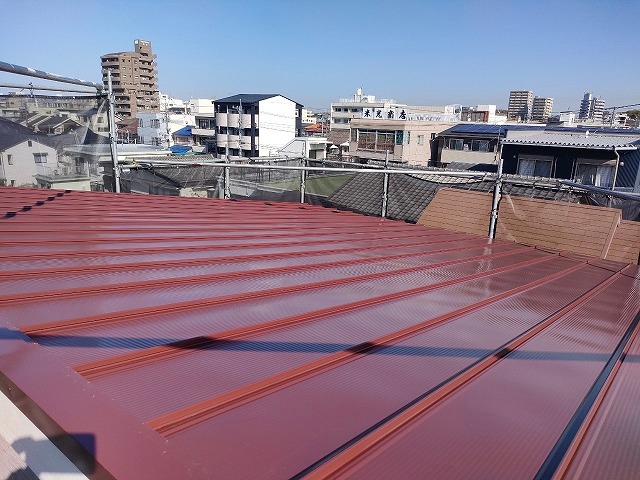 名古屋市東区 カラーGL鋼板屋根塗装 完成 施工例 イメージ