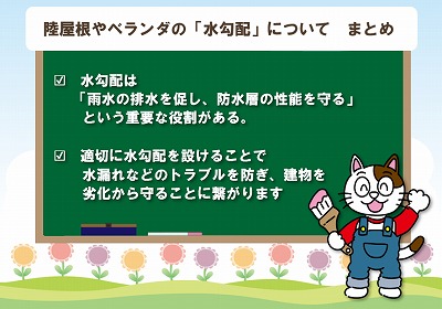 陸屋根やベランダの「水勾配」について　まとめ　イメージ