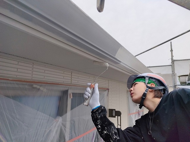 桑名市 シンプルモダン住宅 ダブルトーン外壁塗装 施工例 軒天塗装 イメージ