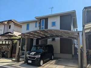 桑名市　シンプルモダン住宅　ダブルトーン外壁塗装　施工例