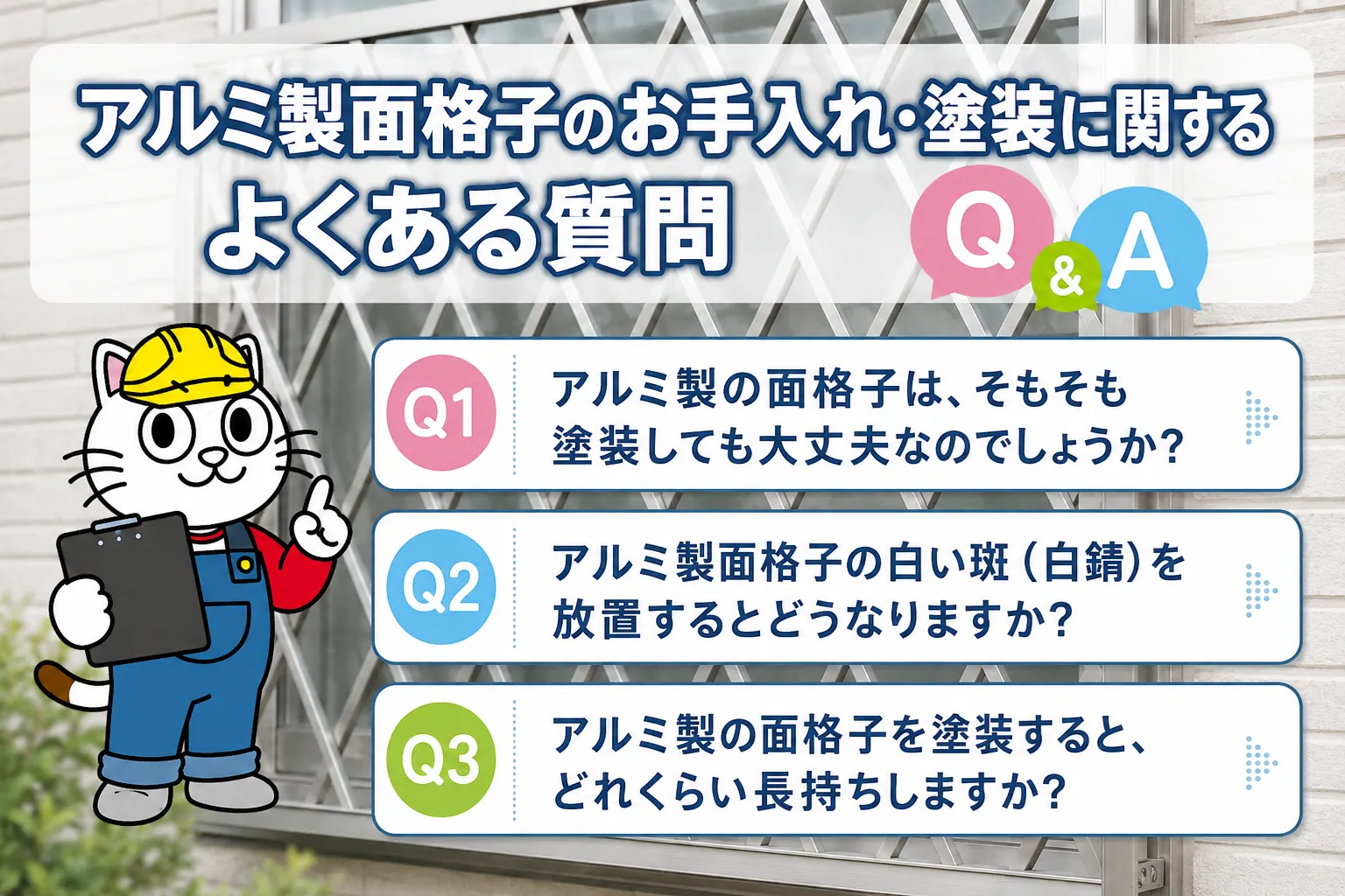 アルミ製面格子のお手入れ・塗装に関する よくある質問 イメージ