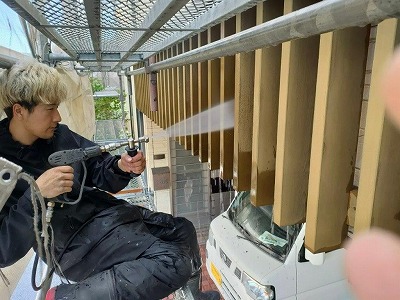 名古屋市南区 和モダン住宅 ダブルトーン外壁塗装 施工例 高圧洗浄 イメージ