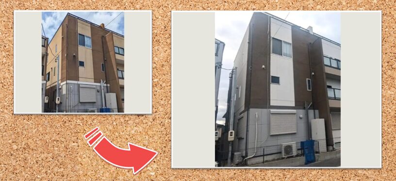 グレージュ×ブラウン系　モダン住宅　ジョリパット外壁塗装　塗り替え時期　施工例　イメージ