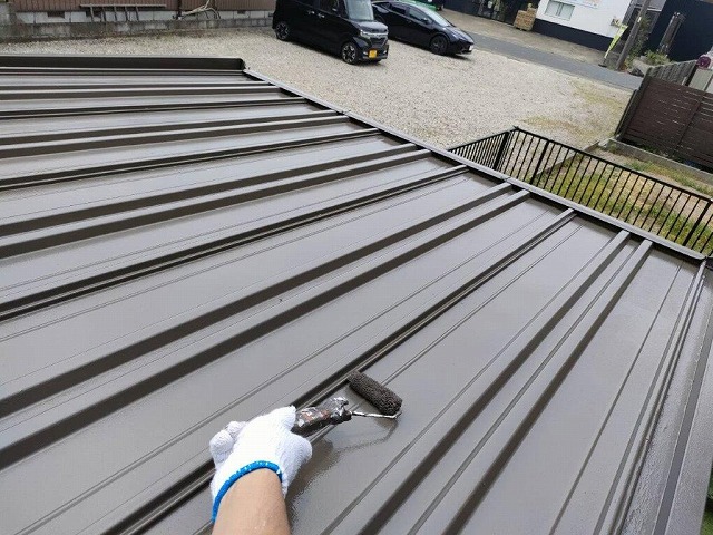名古屋市西区 和モダン住宅 外壁塗装 施工例 物置屋根塗装 イメージ