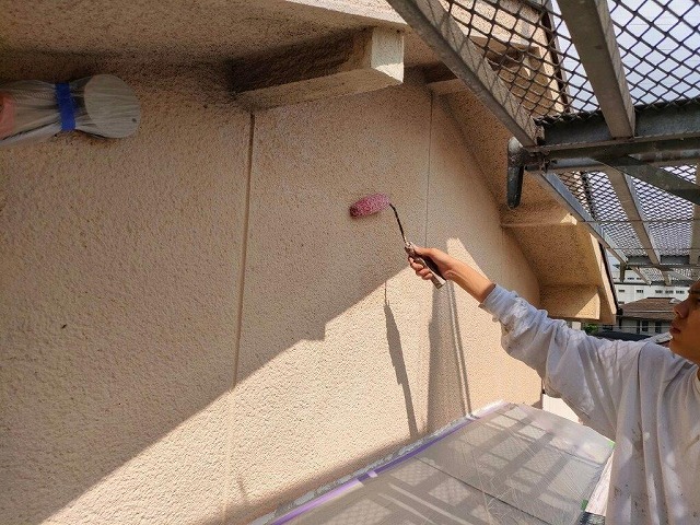 名古屋市天白区　和風モダン住宅　外壁塗装　施工例　モルタル外壁塗装　下塗り　イメージ