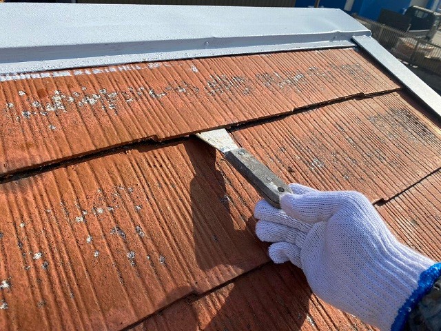 名古屋市西区 ガレージ 屋根塗装 施工例 縁切り作業 イメージ