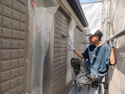 名古屋市港区 へーベルハウス モダン住宅外壁塗装 施工例 外壁上塗り イメージ