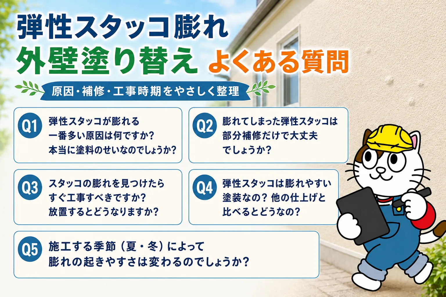 弾性スタッコの膨れ・外壁塗り替えに関するQ&A イメージ