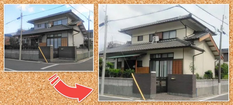 おしゃれな外壁塗装　北区　和風住宅外壁塗装　施工例