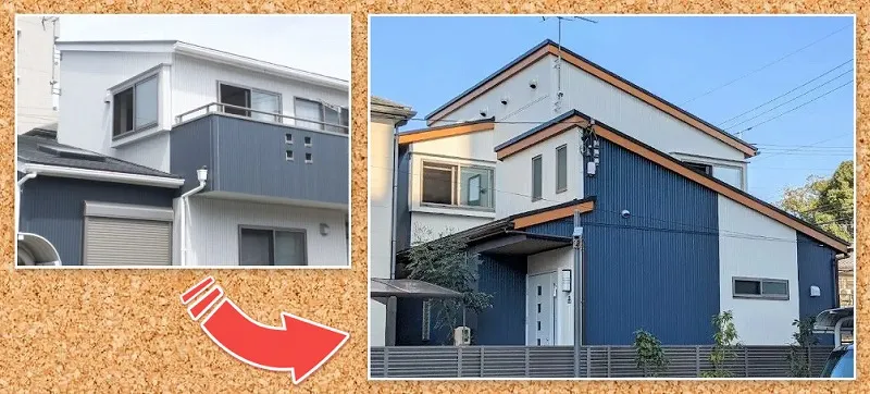 おしゃれな外壁塗装　東区　戸建て住宅　外壁塗装　施工例