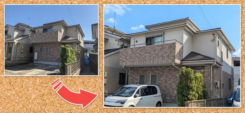 おしゃれな外壁塗装　尾張旭　ナチュラルモダン住宅　外壁塗装　施工例