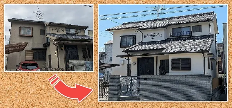 おしゃれな外壁塗装　中村区　和風モダン住宅　外壁塗装　施工例