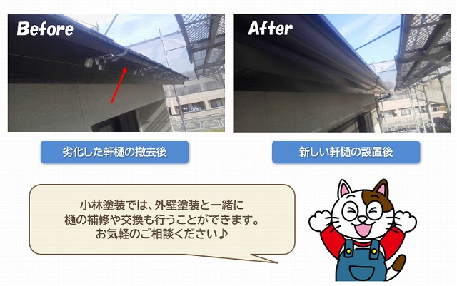 外壁塗装　雨樋　取り換え　イメージ