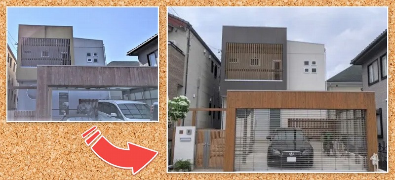 おしゃれな外壁塗装　長久手　2階建てモダン住宅　外壁塗装　施工例