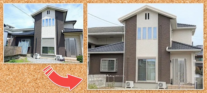 おしゃれな外壁塗装　緑区　南欧風住宅　外壁塗装　施工例