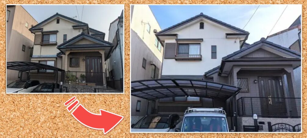 中川区で施工したモダン住宅ダブルトーン外壁塗装の施工例と相場費用　イメージ