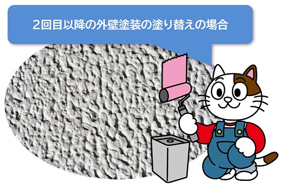 2回目以降の外壁塗装の塗り替えの場合　イメージ