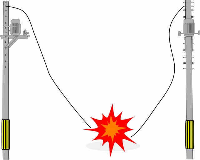 電線に接触したり、電線を切断したりすると大変な事になります　イメージ