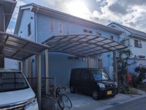 桑名市　ブルー系　北欧風住宅　ダブルトーン外壁塗装　施工例