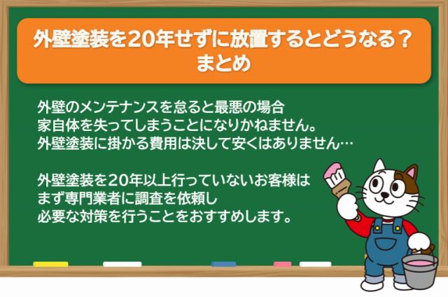 外壁塗装を20年せずに放置するとどうなる？　まとめ　イメージ