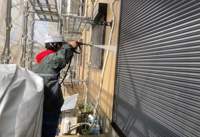 安城市 アート林B棟 賃貸アパート外壁塗装 施工例 高圧洗浄イメージ