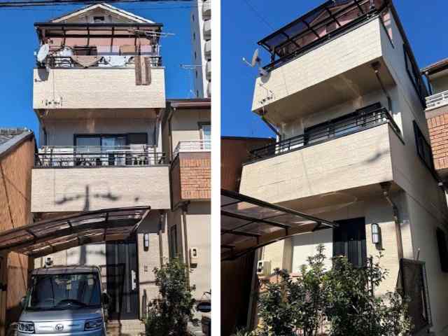名古屋市北区　３階建住宅　ダブルトーン外壁塗装　施工例の写真