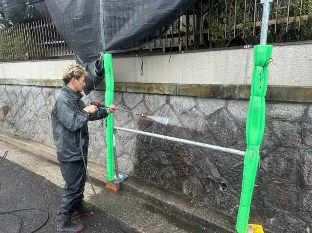 日進市　やさしいベージュ系　和風住宅　外壁塗装　施工例　高圧洗浄　イメージ