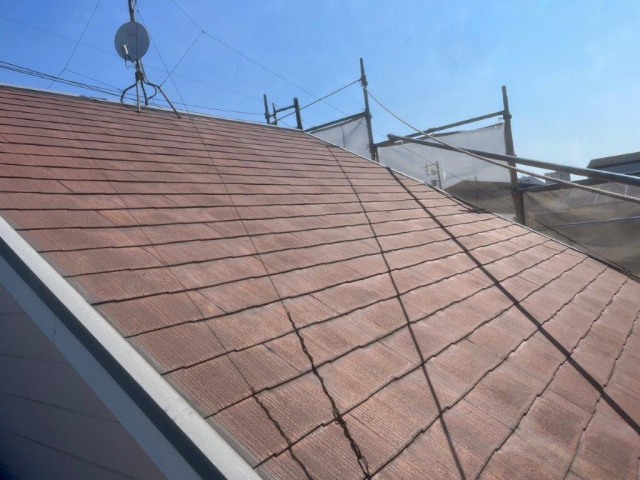 名古屋市北区 ブルー系 北欧風住宅 外壁塗装 施工例 屋根塗装前 イメージ