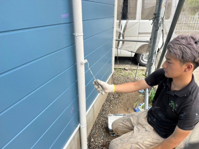 名古屋市北区 ブルー系 北欧風住宅 外壁塗装 施工例 イメージ