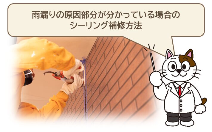 外壁雨漏りの原因部分が分かっている場合のシーリング補修方法 イメージ