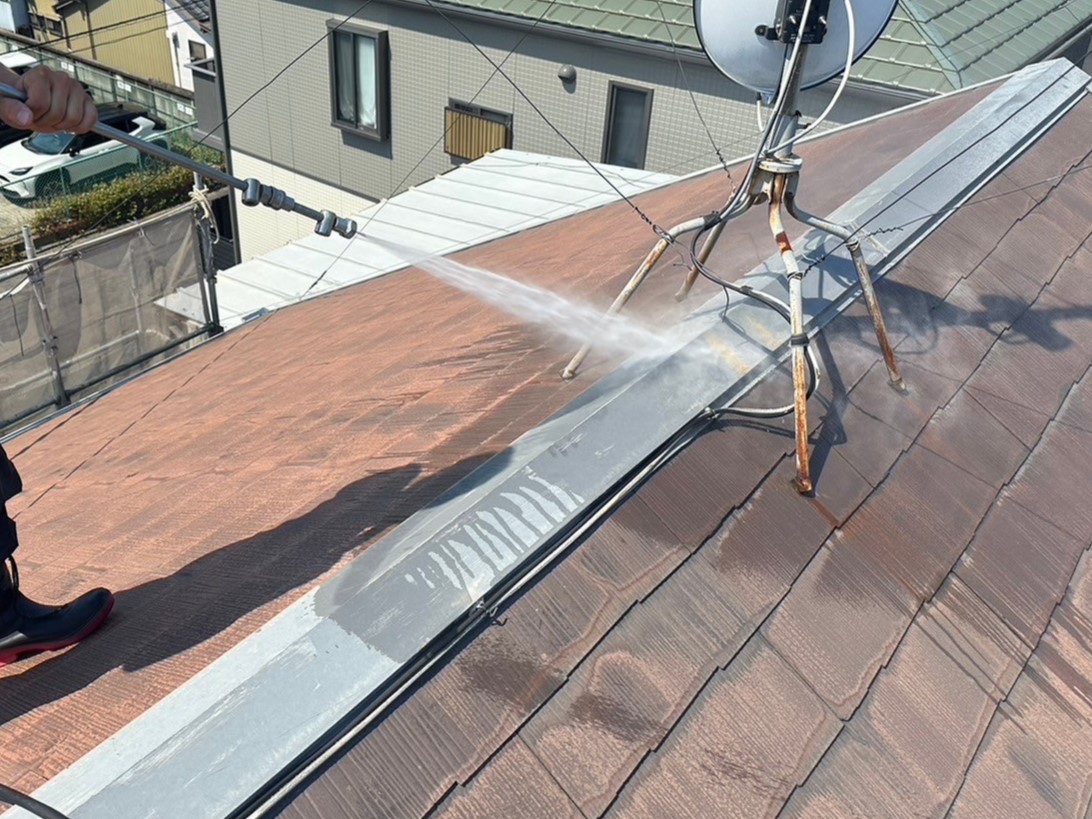 名古屋市北区 ブルー系 北欧風住宅 外壁塗装 施工例 高圧洗浄 イメージ