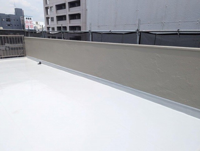 千種区　グレー系　ビル外壁修繕塗装　施工例　屋上床防水塗装　完成　イメージ